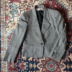 Vintage 90s WOOL Black White Check Blazer